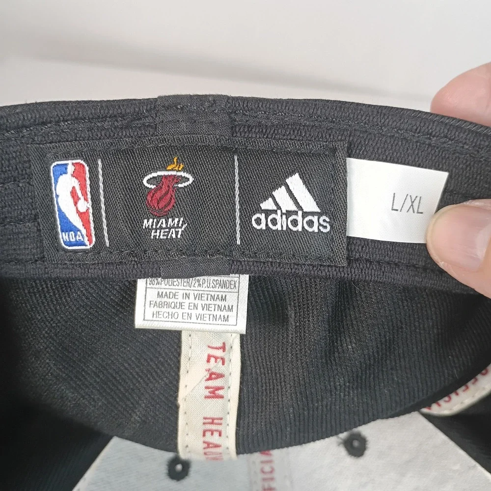 Adidas Miami Heat Hat Mens L/XL Black White Climalite NBA Basketball Fitted Cap